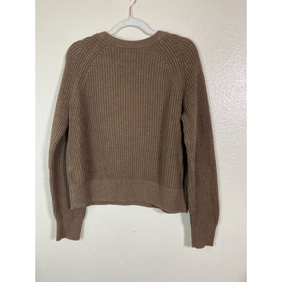 J.Crew Women's Brown Cotton fisherman Sweater Size Large Ribbed Knit Minimalist - Picture 13 of 14